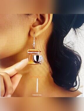 Orange Mixer 2D Flat Dangle Earrings. *Brand New*